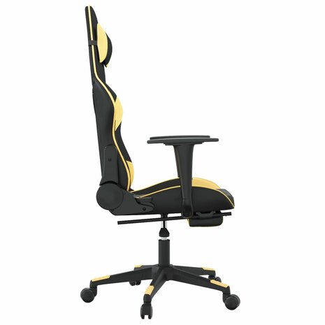 Massage gamestoel met voetensteun kunstleer zwart & goudkleurig 4