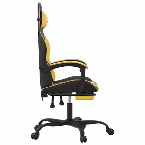 Gamestoel draaibaar met voetensteun kunstleer zwart & goud 4