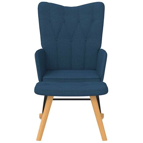 Schommelstoel met voetenbank stof blauw 3