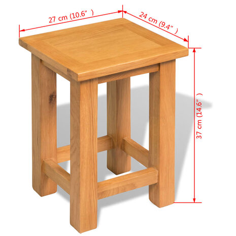 Bijzettafel 27x24x37 cm massief eikenhout 5
