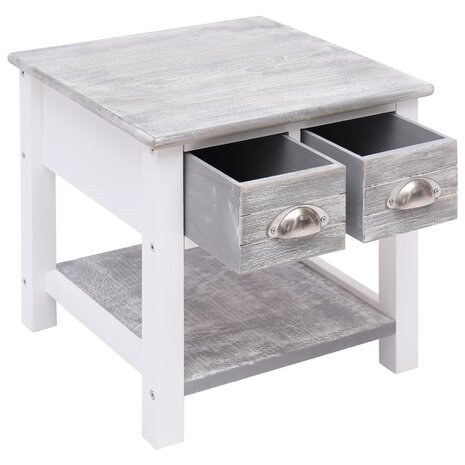Bijzettafel 40x40x40 cm paulowniahout grijs 4