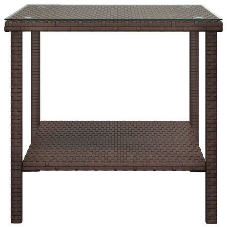 Bijzettafel 45x45x45 cm poly rattan en gehard glas bruin 4