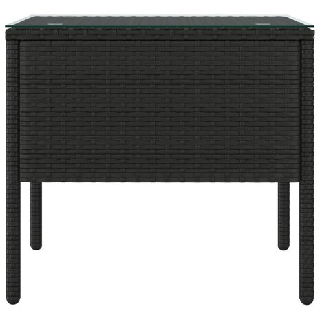 Bijzettafel 53x37x48 cm poly rattan en gehard glas zwart 3