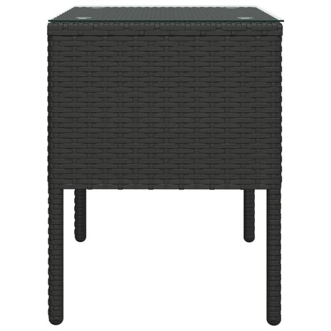 Bijzettafel 53x37x48 cm poly rattan en gehard glas zwart 4