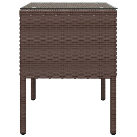Bijzettafel 53x37x48 cm poly rattan en gehard glas bruin 4