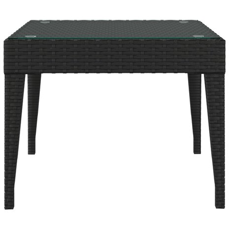 Bijzettafel 50x50x38 cm poly rattan en gehard glas zwart 3