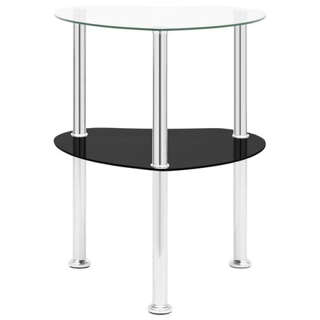 Bijzettafel 2-laags 38x38x50 cm gehard glas transparant zwart 2