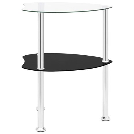 Bijzettafel 2-laags 38x38x50 cm gehard glas transparant zwart 3