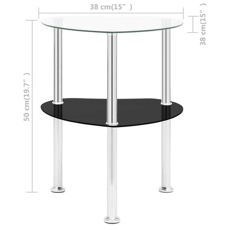 Bijzettafel 2-laags 38x38x50 cm gehard glas transparant zwart 8