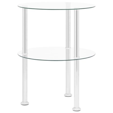Bijzettafel 2-laags 38 cm gehard glas transparant 1