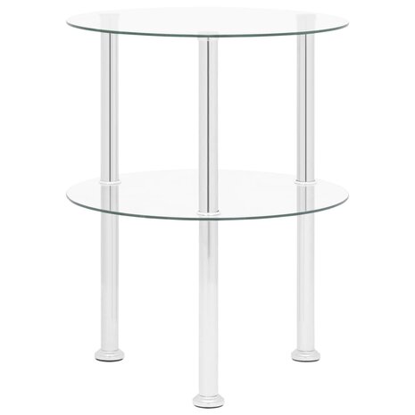 Bijzettafel 2-laags 38 cm gehard glas transparant 2