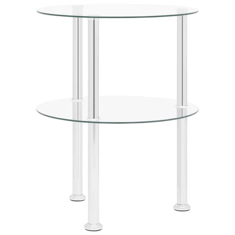 Bijzettafel 2-laags 38 cm gehard glas transparant 4