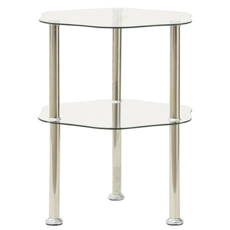 Bijzettafel 2-laags 38x38x50 cm gehard glas transparant 1