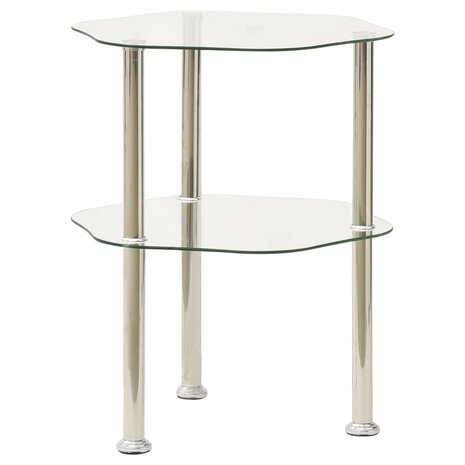 Bijzettafel 2-laags 38x38x50 cm gehard glas transparant 2