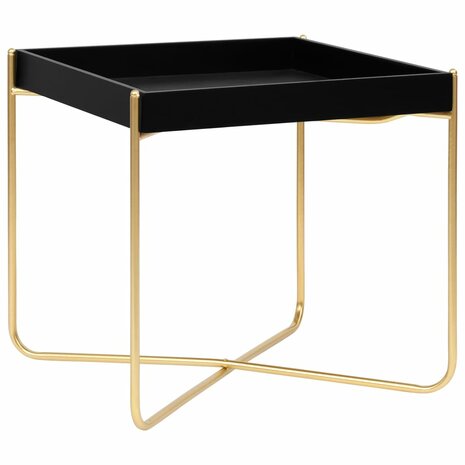 Bijzettafel 38x38x38,5 cm MDF zwart en goudkleurig 1