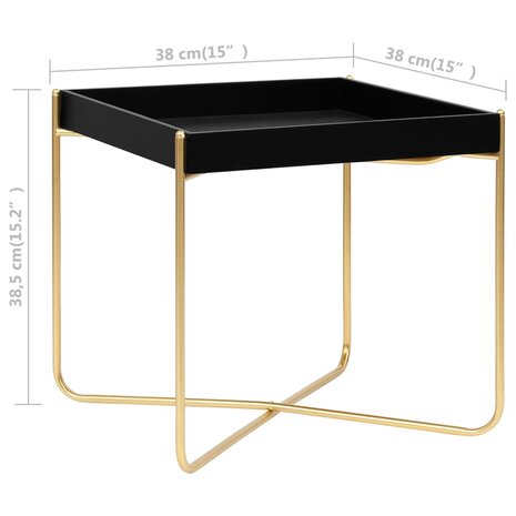 Bijzettafel 38x38x38,5 cm MDF zwart en goudkleurig 7