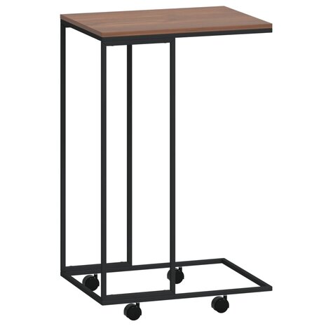 Bijzettafel met wieltjes 40x30x63,5 bewerkt hout zwart 2