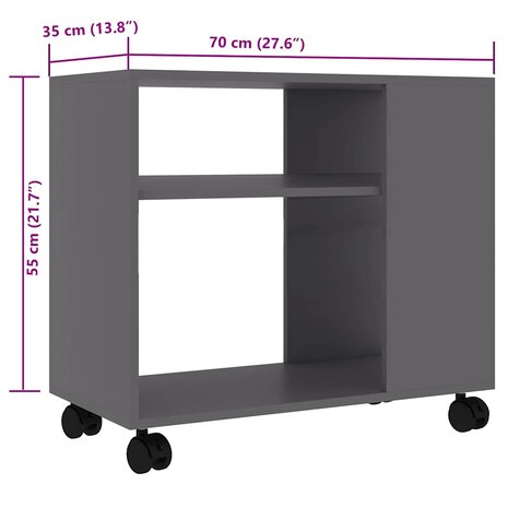 Bijzettafel 70x35x55 cm bewerkt hout grijs 6