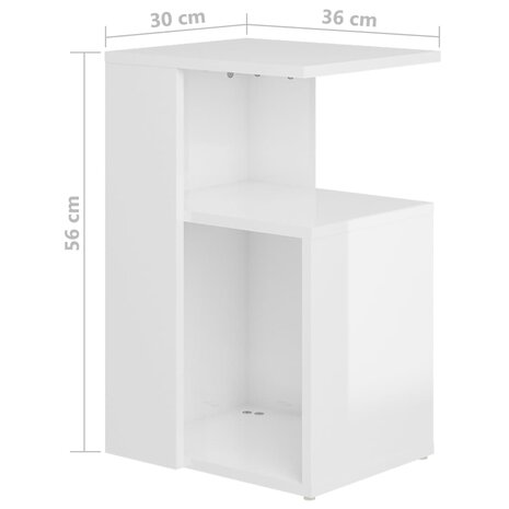 Bijzettafel 36x30x56 cm bewerkt hout hoogglans wit 6