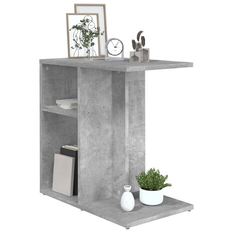 Bijzettafel 50x30x50 cm bewerkt hout betongrijs 3