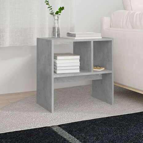 Bijzettafel 50x30x50 cm bewerkt hout betongrijs 4