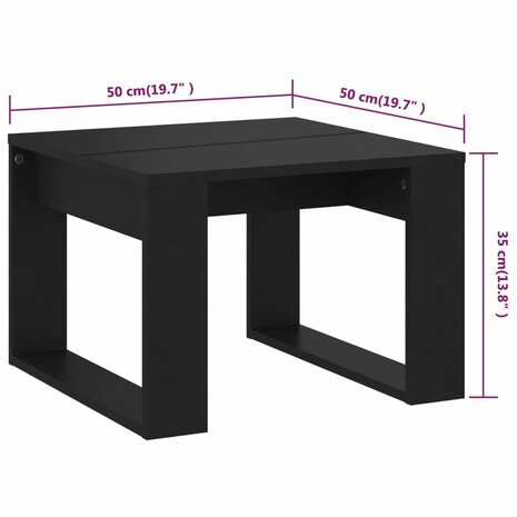 Bijzettafel 50x50x35 cm bewerkt hout zwart 7