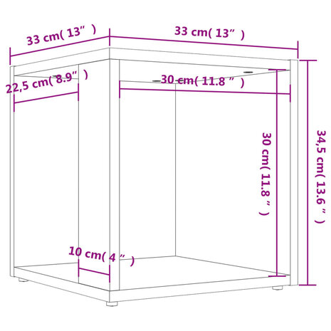 Bijzettafel 33x33x34,5 cm bewerkt hout sonoma eikenkleurig 8