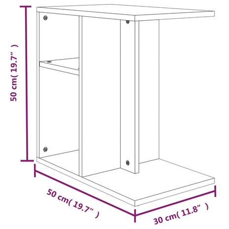Bijzettafel 50x30x50 cm bewerkt hout gerookt eikenkleurig 9