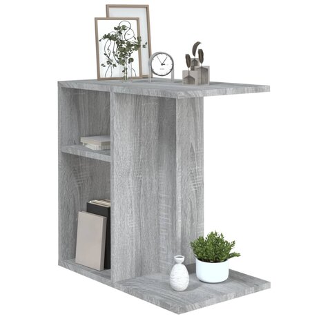 Bijzettafel 50x30x50 cm bewerkt hout grijs sonoma eikenkleurig 4