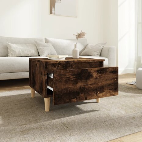 Bijzettafel 50x46x35 cm bewerkt hout gerookt eikenkleurig 3