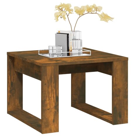 Bijzettafel 50x50x35 cm bewerkt hout gerookt eikenkleurig 4
