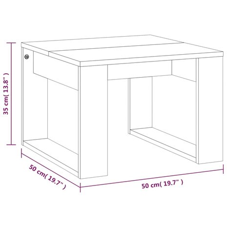 Bijzettafel 50x50x35 cm bewerkt hout bruin eikenkleur 8