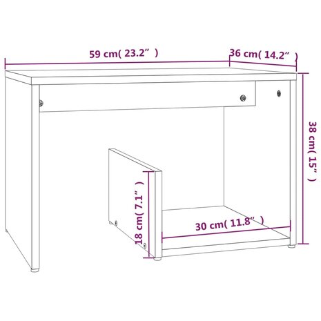 Bijzettafel 59x36x38 cm bewerkt hout grijs sonoma eikenkleurig 7