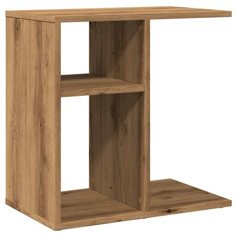 Bijzettafel 50x30x50 cm bewerkt hout artisanaal eikenkleur 2