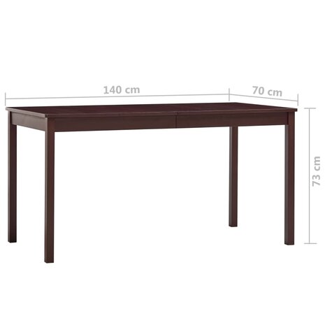 Eettafel 140x70x73 cm grenenhout donkerbruin 6