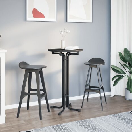 Eettafel Ø 60x110 cm bewerkt hout en staal zwart 3
