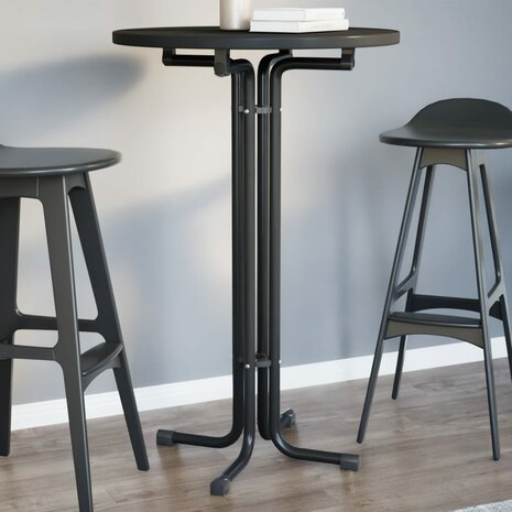 Eettafel Ø 70x110 cm bewerkt hout en staal zwart 1