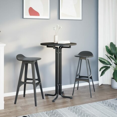 Eettafel Ø 70x110 cm bewerkt hout en staal zwart 3