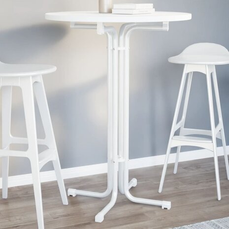 Eettafel Ø 80x110 cm bewerkt hout en staal wit 1