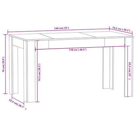 Eettafel 140x74,5x76 cm bewerkt hout gerookt eikenkleurig 7