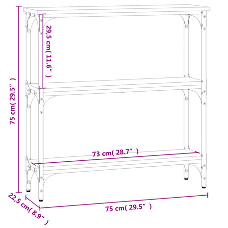 Wandtafel 75x22,5x75 cm bewerkt hout zwart 9