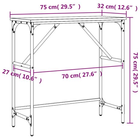 Wandtafel 75x32x75 cm bewerkt hout bruin eikenkleur 9