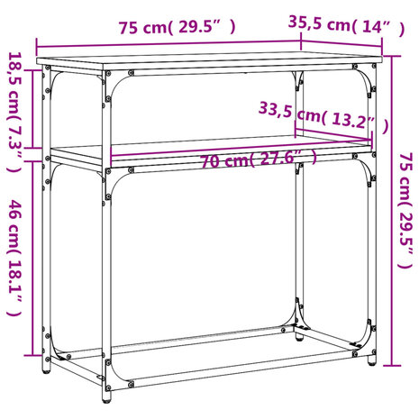Wandtafel 75x35,5x75 cm bewerkt hout bruin eikenkleur 9