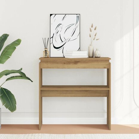 Wandtafel 80x30x80 cm bewerkt hout artisanaal eikenkleurig 1