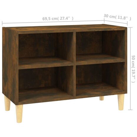 Tv-meubel met houten poten 69,5x30x50 cm gerookt eikenkleurig 6