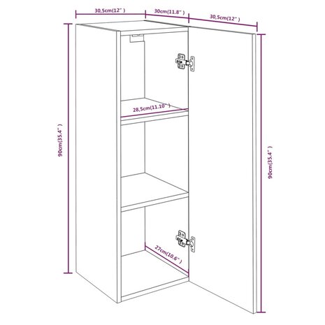 Tv-meubel 30,5x30x90 cm bewerkt hout gerookt eikenkleur 9