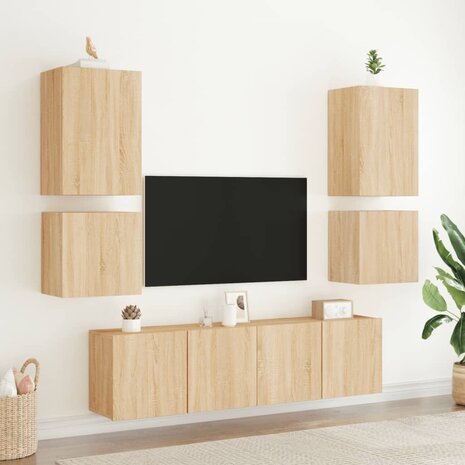 Tv-wandmeubel 40,5x30x40 cm bewerkt hout sonoma eikenkleurig 4