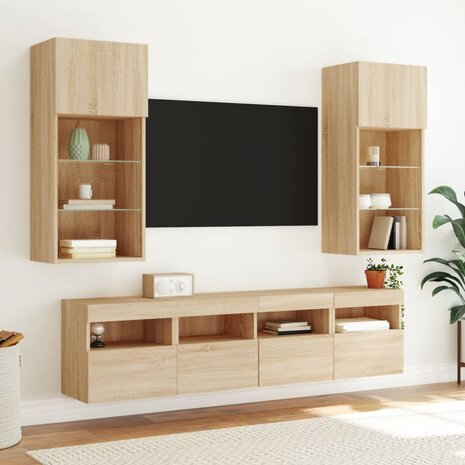 Tv-wandmeubel met LED-verlichting 40x30x40 cm sonoma eikenkleur 6