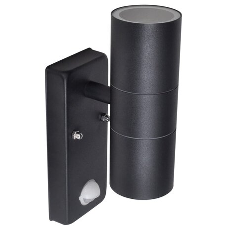 Wandlamp met sensor LED cilindervormig RVS zwart 3