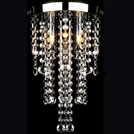 Plafondlamp met kristalkralen metaal wit 1